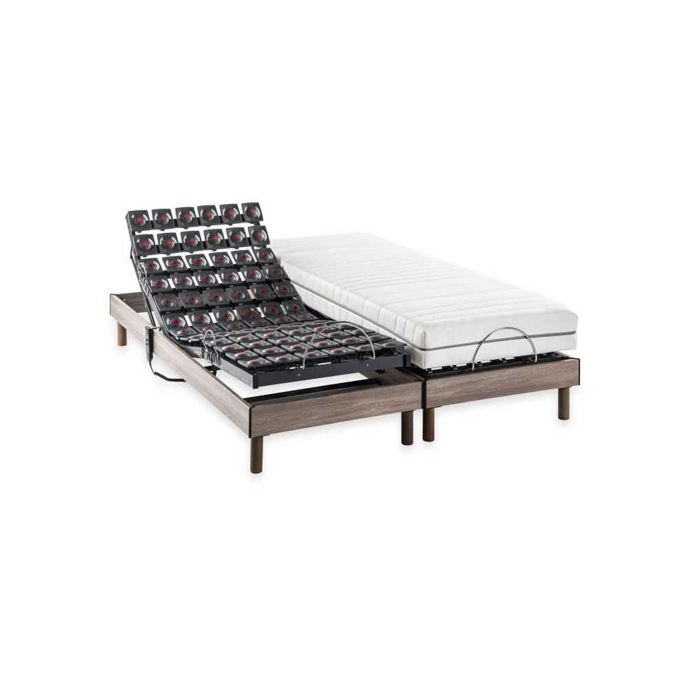 Ensemble relaxation électrique matelas + sommier - 2x80x200 cm - Mate