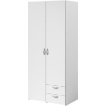 Armoire VARIA - Décor blanc - 2 portes battantes + 2 tiroirs - L 81 c