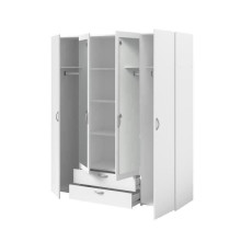 Armoire VARIA - Décor blanc - 4 portes battantes + 2 miroirs + 2 tiro