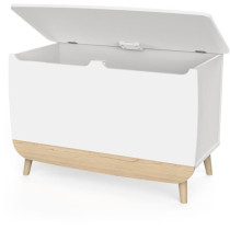 Toy chest - FIRMIANA - Scandinavian style - Matt white / Kronberg oak