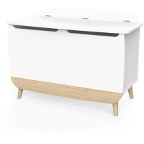 Toy chest - FIRMIANA - Scandinavian style - Matt white / Kronberg oak