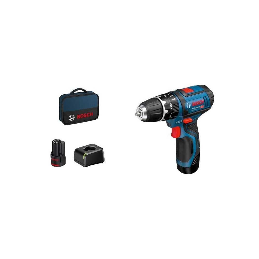 Drill with percussion GSB 12V-15 2x2.0Ah Gal 12v-20 Bosch Bosch Bag