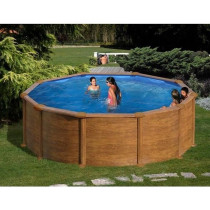 GRE - Kit Piscine hors sol acier ronde imitation bois - Ø480 x H132 c