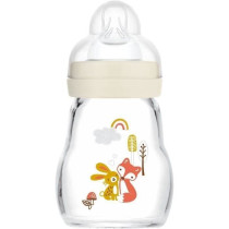 MAM Glass Bottle - 170ml - 0 to 6 months - Teat Flow 1 - White