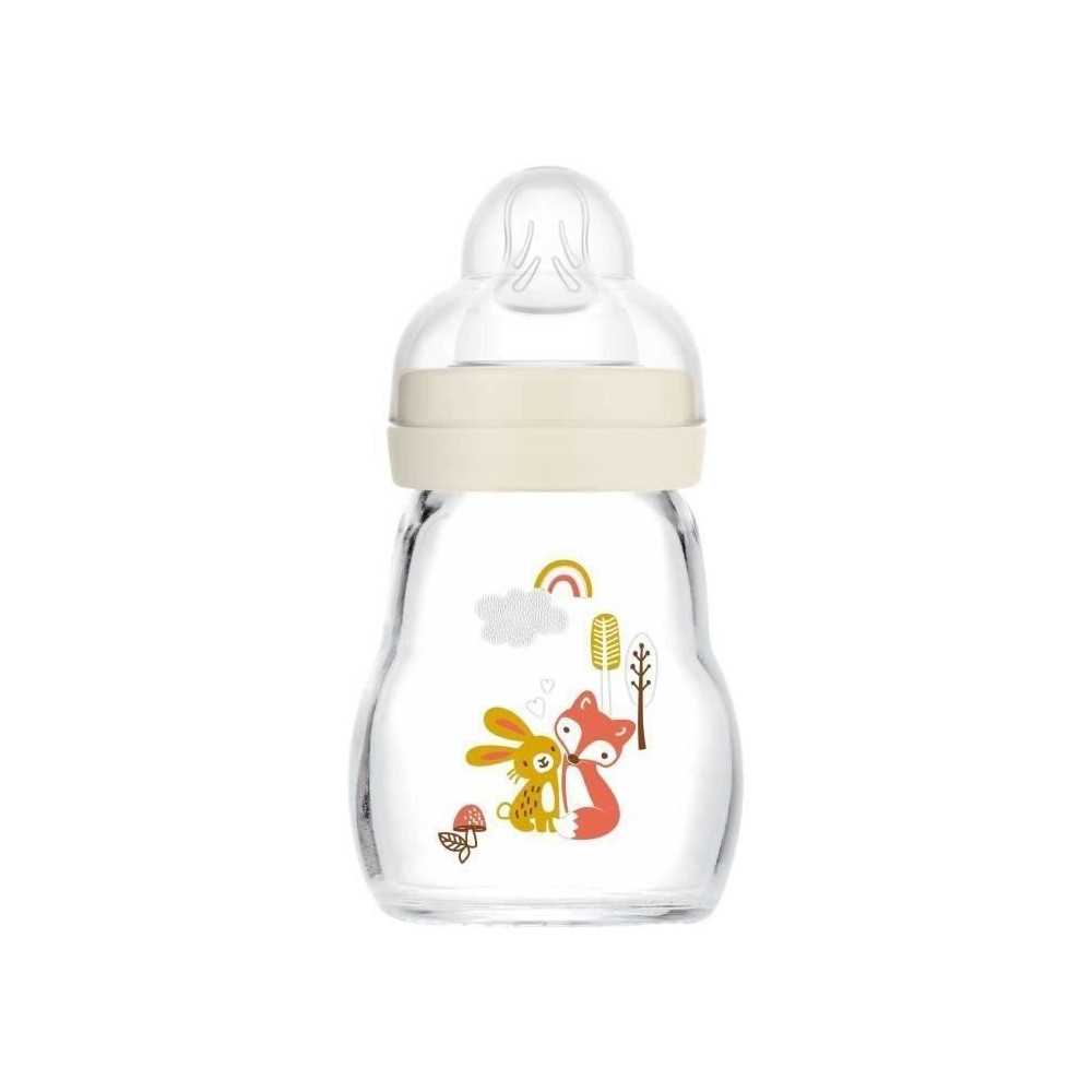 MAM Glass Bottle - 170ml - 0 to 6 months - Teat Flow 1 - White