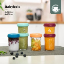 Babymoov Babybols - 8 Glass Storage Jars 120 & 240 ml - Airtight - Org