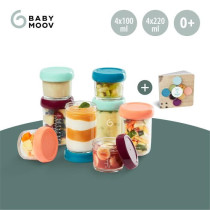 Babymoov Babybols - 8 Glass Storage Jars 120 & 240 ml - Airtight - Org