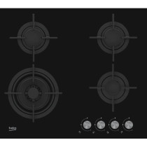 Table de cuisson a gaz - BEKO - 3 foyers + 1 double couronne - 60 cm -