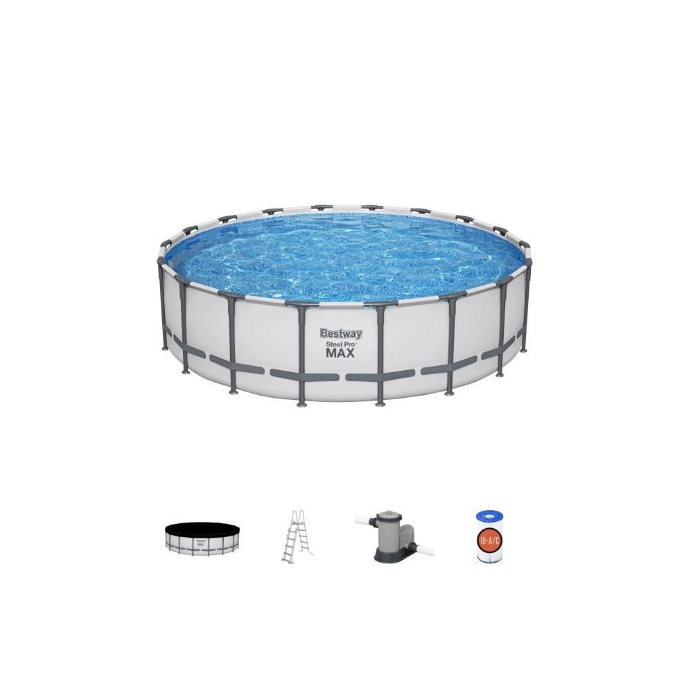 Kit Piscine hors sol tubulaire BESTWAY - Steel Pro Max - 549 x 132 cm