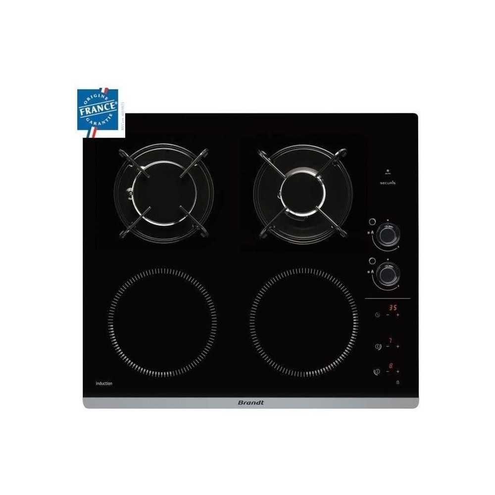 BRANDT BPI6413BM - Combination induction / gas hob - 4 areas - W 51 x