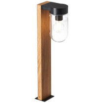 BRILLIANT - CABAR Outdoor bollard - dark wood colour/black - metal/gla