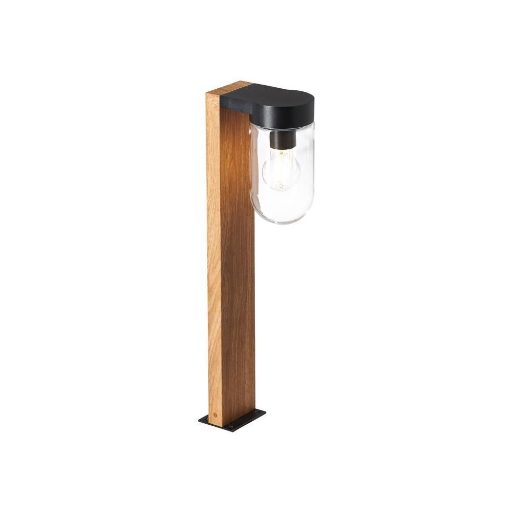 BRILLIANT - CABAR Outdoor bollard - dark wood colour/black - metal/gla