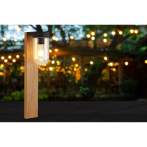 BRILLIANT - CABAR Outdoor bollard - dark wood colour/black - metal/gla