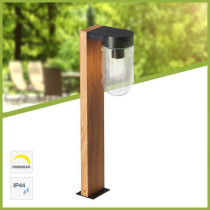 BRILLIANT - CABAR Outdoor bollard - dark wood colour/black - metal/gla