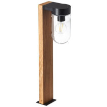 BRILLIANT - CABAR Outdoor bollard - dark wood colour/black - metal/gla