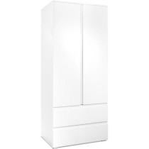 Armoire Image 60A - 2 portes battantes - 2 tiroirs - Blanc Mat - L80 x