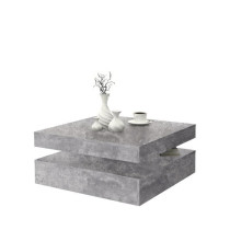 Pivoting square coffee table - Particle panel - Light gray concrete de