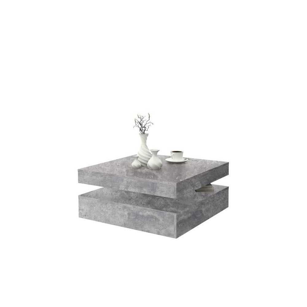 Pivoting square coffee table - Particle panel - Light gray concrete de