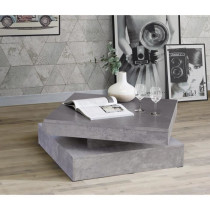 Pivoting square coffee table - Particle panel - Light gray concrete de