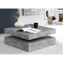 Pivoting square coffee table - Particle panel - Light gray concrete de