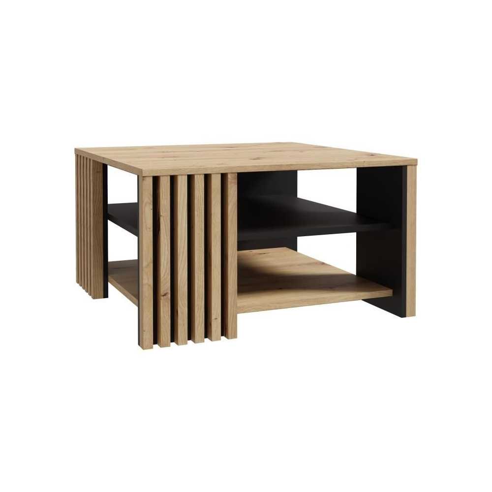 Table basse CARDIGAN - Décor chene artisan et noir - L80 x P80 x H45