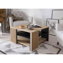 Table basse CARDIGAN - Décor chene artisan et noir - L80 x P80 x H45