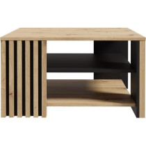 Table basse CARDIGAN - Décor chene artisan et noir - L80 x P80 x H45