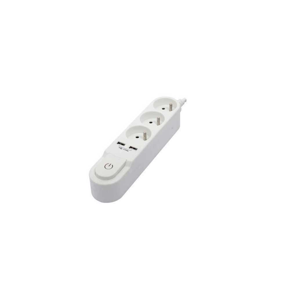 Chacon Multiprise block with switch 3 sockets 16 A and 2 USB 2 A outpu