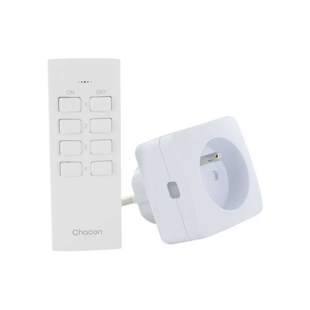 Set of 2 mini sockets - CHACON - On/Off - 2300 W (FR) + remote control