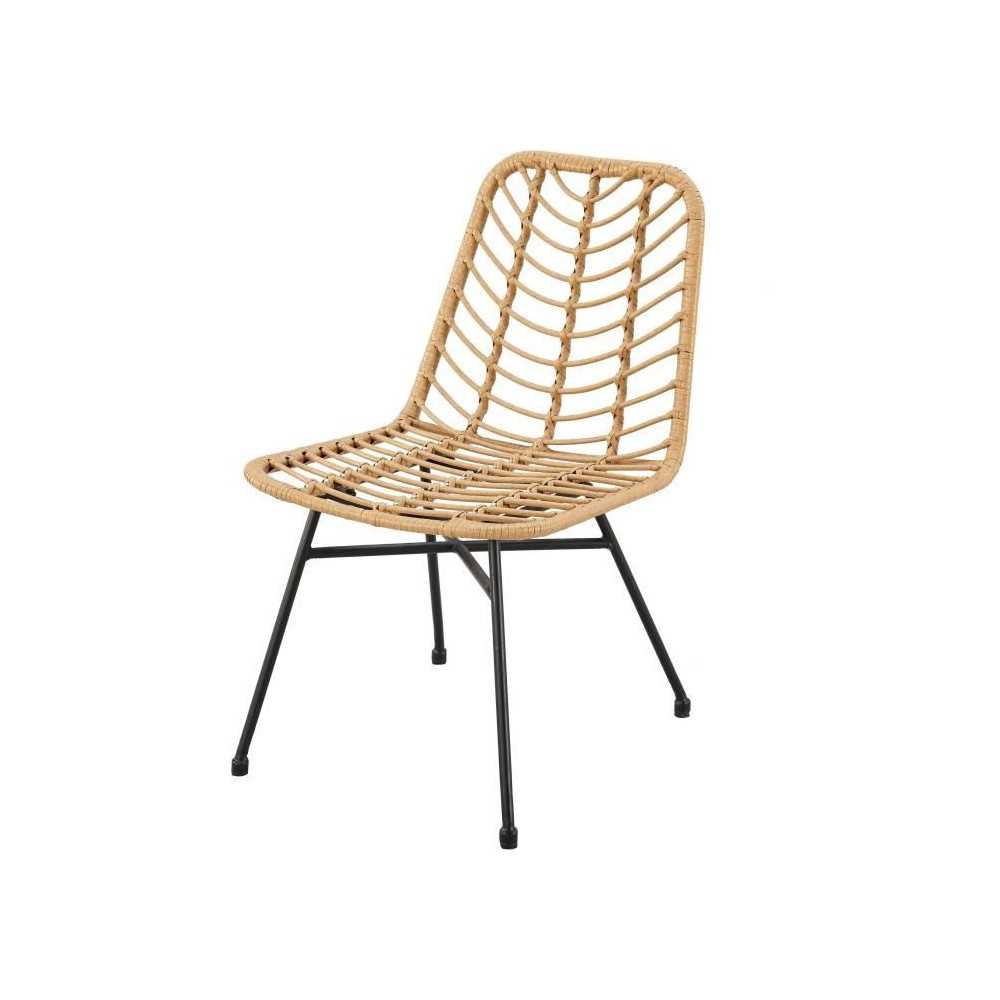 Set of 2 garden chairs - Imitation natural rattan - Steel structure -