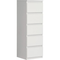 Commode CHELSEA 5 tiroirs - L 41,8 x P 42,2 x H 128,1 cm- Décor blanc