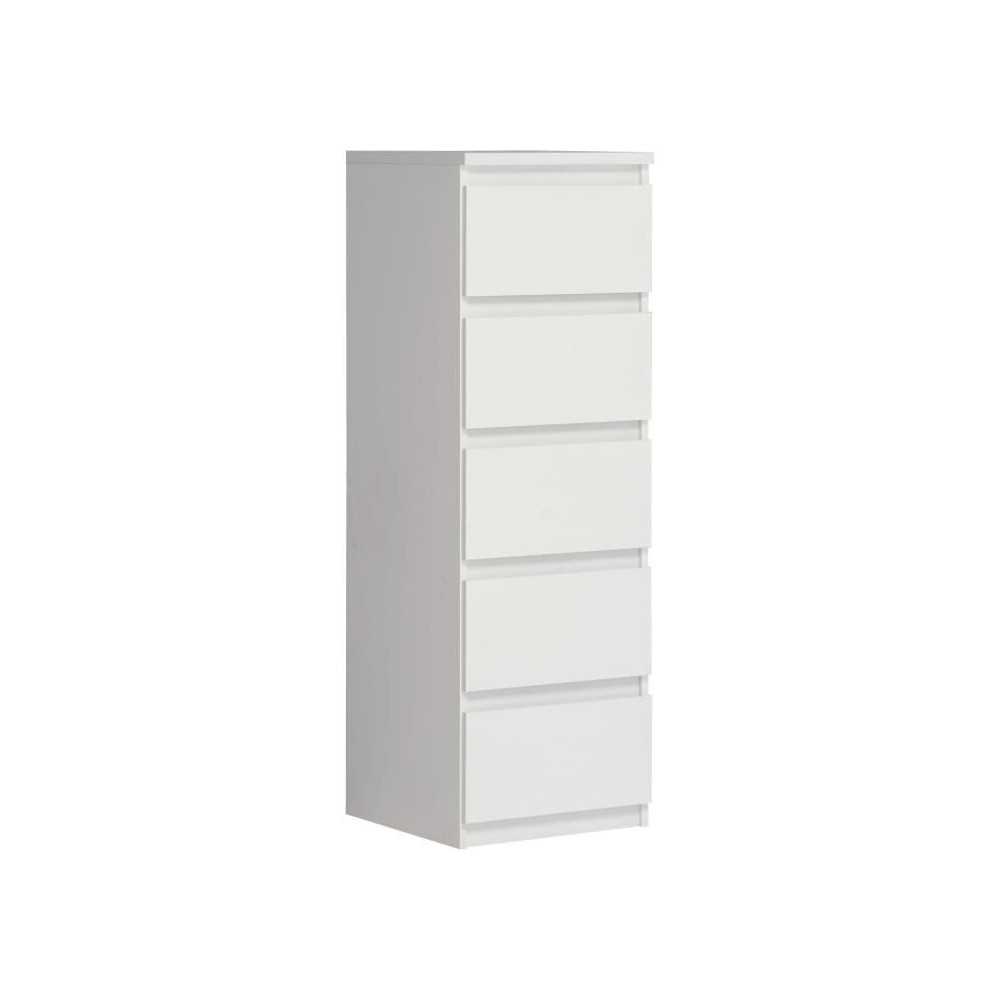 Commode CHELSEA 5 tiroirs - L 41,8 x P 42,2 x H 128,1 cm- Décor blanc