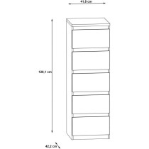 Commode CHELSEA 5 tiroirs - L 41,8 x P 42,2 x H 128,1 cm- Décor blanc