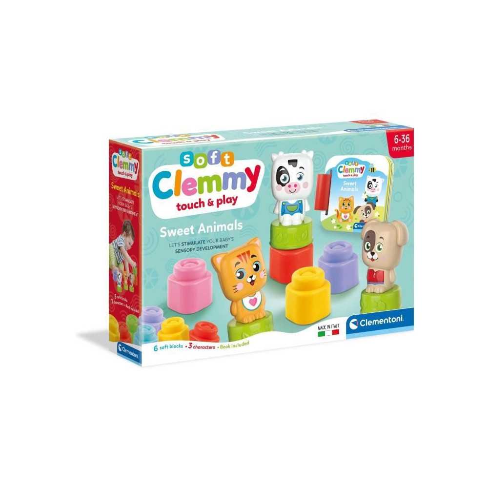 Clementoni - Cubes & animals Soft Clemmy - 6 Cubes + 3 characters + Bo