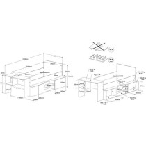 Lit combiné enfant avec rangements et bureau CLoe - 90 x 200 cm - Dé