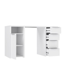 BILBAO Bureau 1 porte 4 tiroirs - Décor papier blanc - L 125 x P 50 x