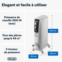 Dragon4 DELONGHI oil bath radiator - 1500W - 3 heating stages - Real E