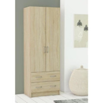 DEMEYERE Armoire - Décor chene brossé - 2 portes et 2 tiroirs - Clas