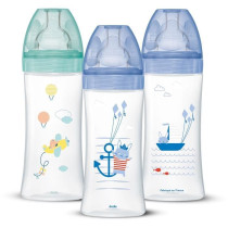 DODIE Set of 3 Sensation+ Anti-Colic Baby Bottles 330ml +6 Months, Fla