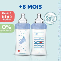 DODIE Set of 3 Sensation+ Anti-Colic Baby Bottles 330ml +6 Months, Fla