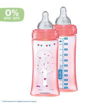 DODIE Lot of 2 anti-colic bottles Initiation + - 330ml - ROSE DANCER -