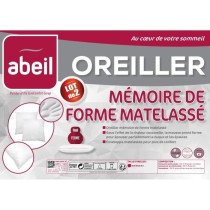 ABEIL Lot de 2 Oreillers à mémoire de forme matelassés- 60x60 cm - Blanc