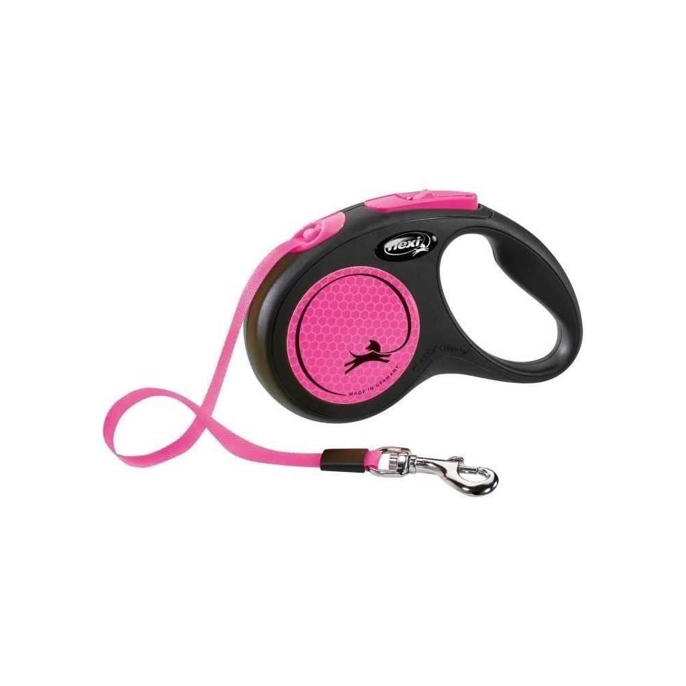 TRIXIE flexi New NEON strap leash - Size S - 5m - Neon pink