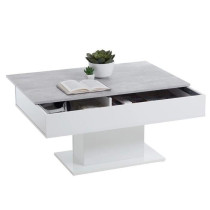 FMD Coffee Table Concrete Grey and White Side Table Sofa End Table Liv