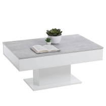 FMD Coffee Table Concrete Grey and White Side Table Sofa End Table Liv