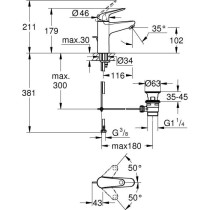 Single-lever basin mixer - GROHE Swift - 24325001 - Chrome - Size M -