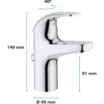 Grohe Mixer Monocumande Lavabo Bathroom Start Curve, Size S, Chrome, 2