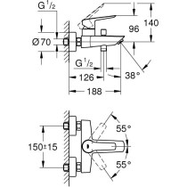 Grohe Mixer Monocomande Bath / Shower Start with inverter, Faucet with