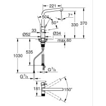 Kitchen filter faucet - Chrome - Water filtration - High L-shaped spou