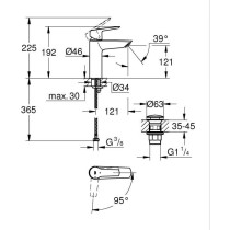 Single lever basin mixer - GROHE Start - 237462432 - Matt black - Size